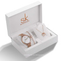 Juego de regalo de joyería de moda SK Luxury New para mujer con collar de pulsera, reloj de cuarzo de lujo, regalo de Navidad para mujer, regalo